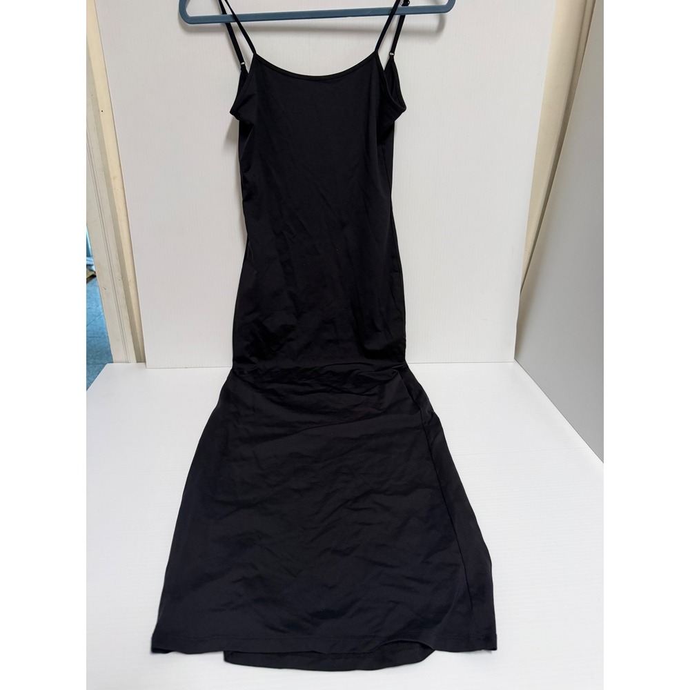 Pull&Bear Black Spaghetti Strap Maxi Dress Scoop Back Stretch Bodycon Small